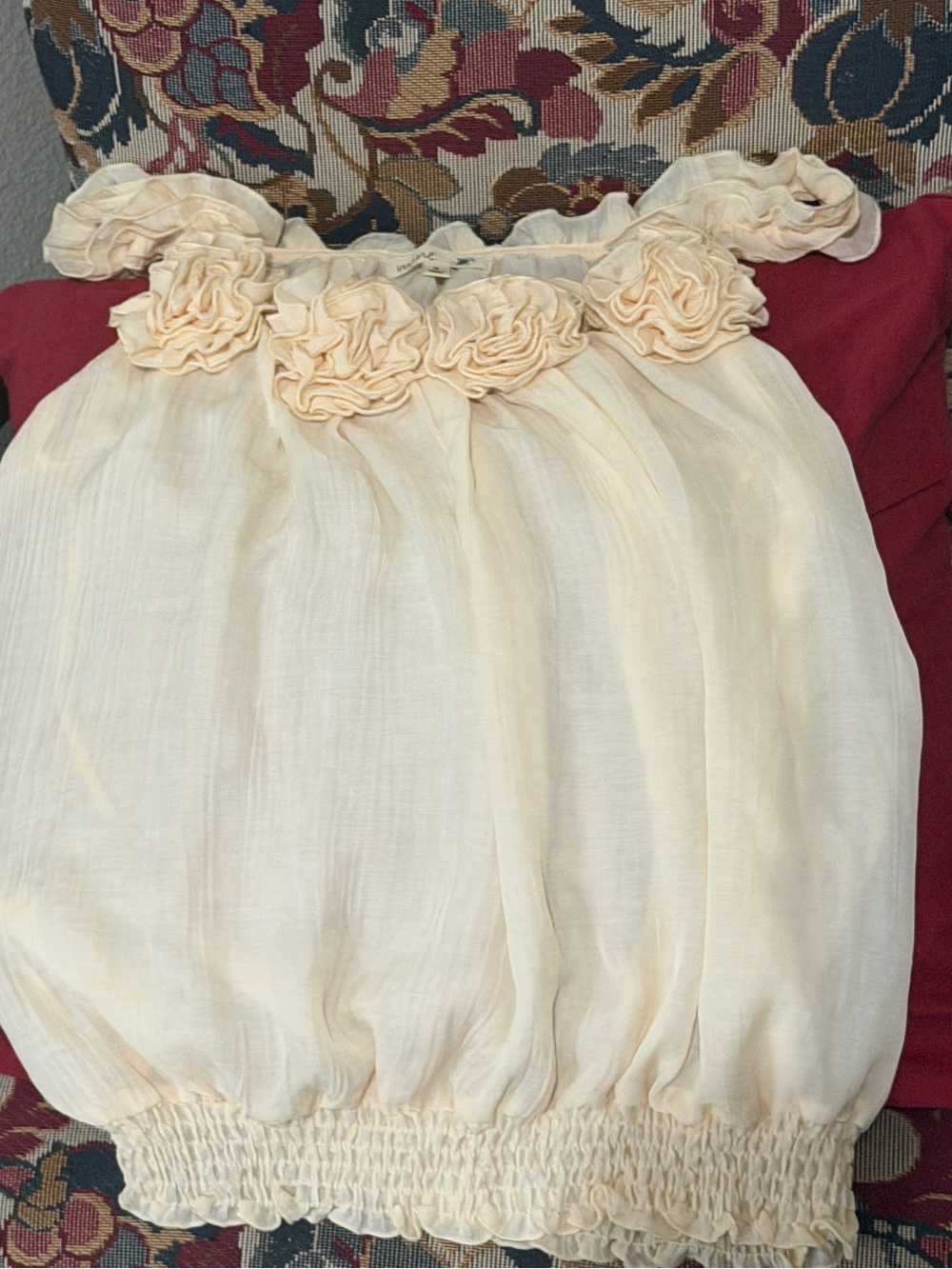 mine Cream Floral-Rosette Bubble shirt